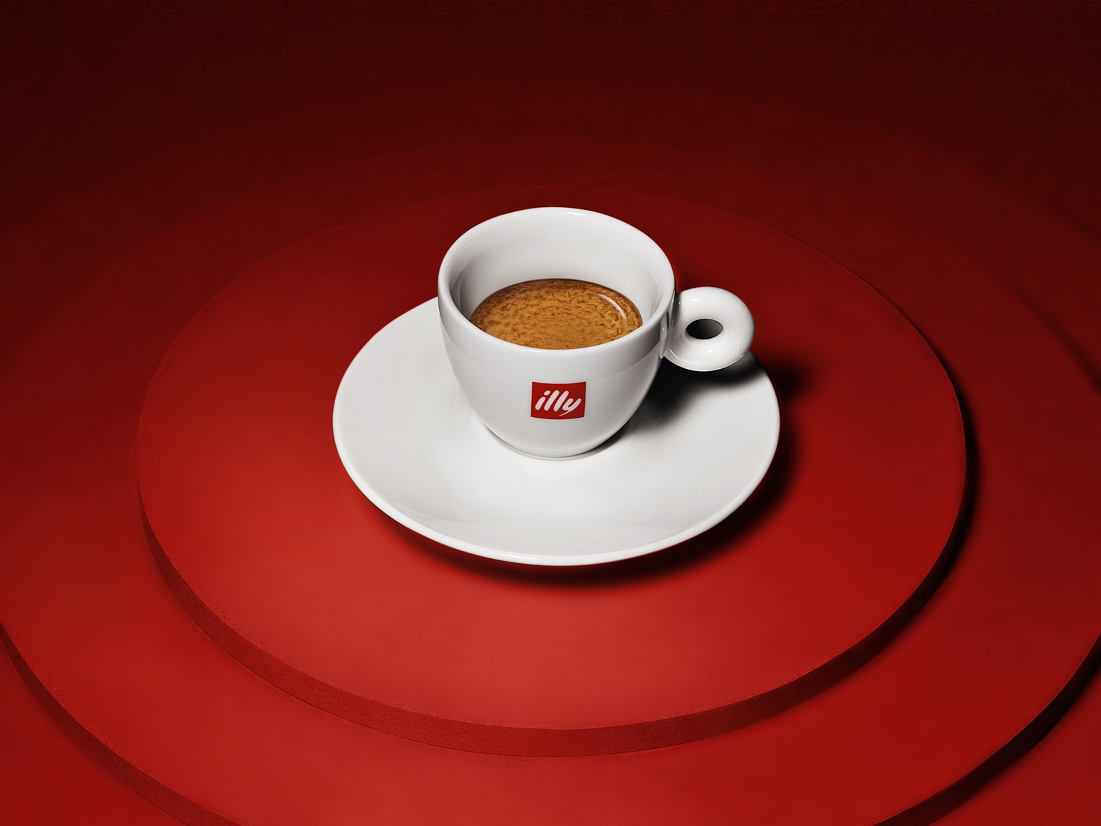 Cup of espresso with red background